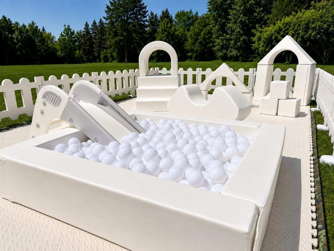Clean white soft play setup